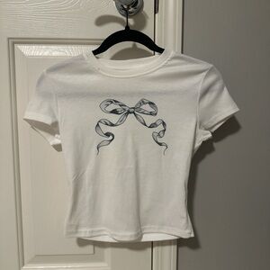 White Bow Print T-Shirt